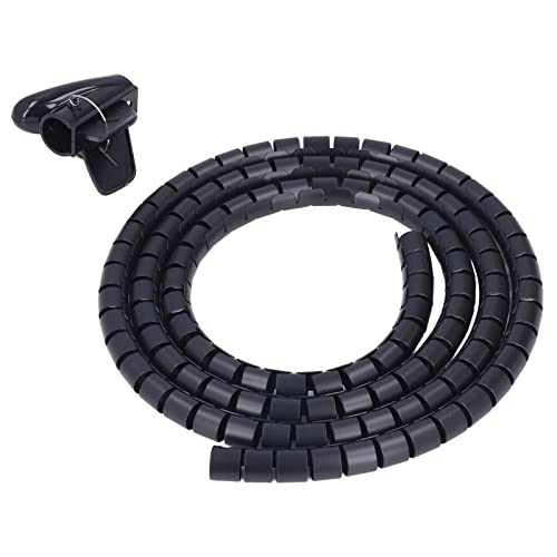 Elektrodrahtorganisator Schwarzer Spiralkabel Wrap Weckenkabel -Kabel -Kabel -Kabel -Kabel -Kabel für Home Office TV -DVD -PC -Kabel für Ohrstöpsel und Steckerkabel Geeignet (1,5 m / 4,9 Fuß) von Zerodis