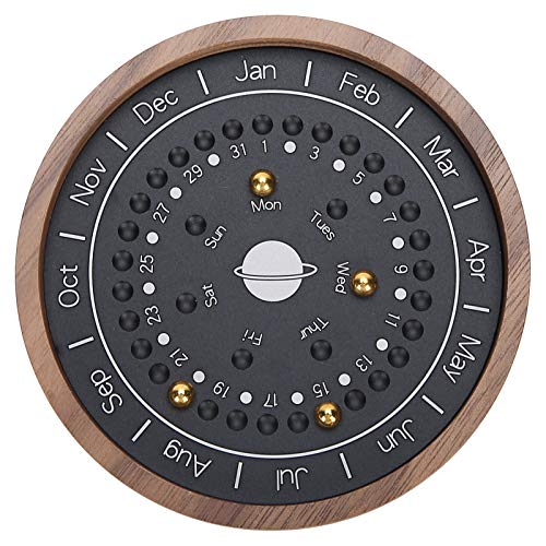 Hölzerner Planetenkalender, Wearresistente und Walnuss -Chinesische Sonnenuhr -Schreibtischkalender Ornamente, Nicht Leicht zu beschädigen. Fügen Sie Dem Desktop Ein Einfaches Rätsel hinzu. (BLACK) von Zerodis