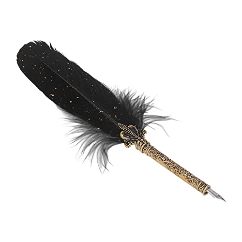 Quill Stift, Retro Elegant Federstift Glättendes Schreiben für Zuhause für Schule Büro (Schwarz) von Zerodis