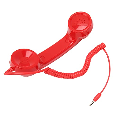Zerodis Retro-Telefonhörer, Strahlungssicher, Bedienung, Tragbarer Handy-Empfänger, 3,5-mm-Kopfhöreranschluss, Lautstärkeregler mit Mikrofon für Smartphones (Rot) von Zerodis