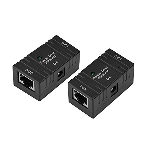 2 PCS RJ45, RJ45, 10 m/Passive PoE Power Supply Module PoE Injector Ethernet Adapter Injektor Autorange Schalter Wand Plug Gigabit Splitter Adapter mit 2,1 mm x 5,5 mm DC Stecker von Zerone