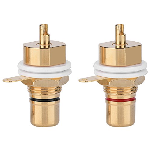 Cinch-Audio-Stecker, Kupfer, vergoldet, für Panelmontage, Buchse, Terminal, 2 Stück, Standard Cinch-Audio-Stecker, Kupfer, vergoldet, für Panelmontage, Buchse, Terminal, 2 Stück, Standard von Zerone