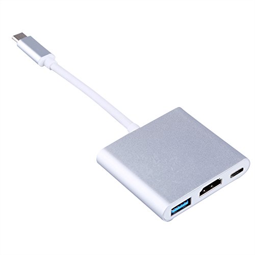 3-in-1 USB 3.1 Typ C auf HDMI Digital Multiport Adapter, USB-C Konverter Kabel Ladeanschluss + HDMI unterstützt 4K 30HZ + USB 3.1 Port für HDMI Konverter und MacBook/Chromebook Pixel von Zerone
