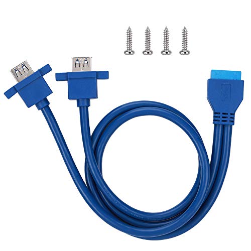 Zer one 19 Polige / 20 Polige Buchsenleiste für Dual USB3.0 A Kabel zur Frontplattenmontage mit Schraubloch(0,5 m) von Zerone