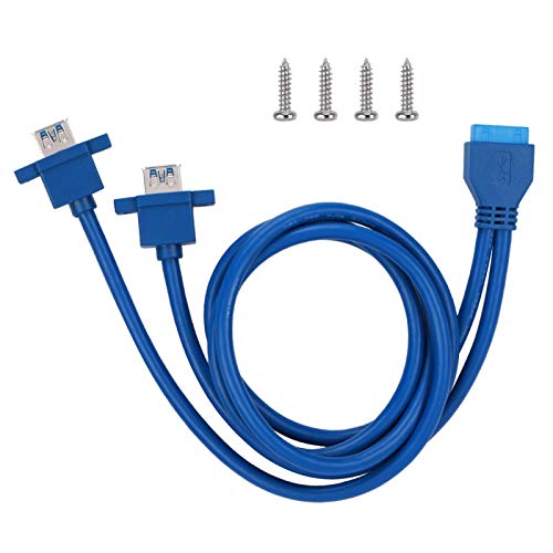 Zer one 19 Polige / 20 Polige Buchsenleiste für Dual USB3.0 A Kabel zur Frontplattenmontage mit Schraubloch(0,8 m) von Zerone