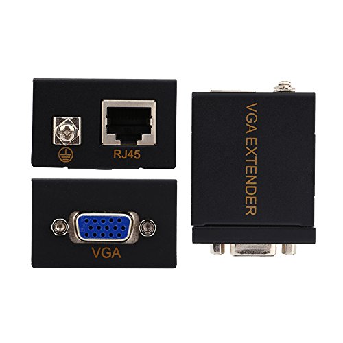 Zerone 60M VGA Extender, RJ45 Cat6 Cat5 Ethernet Kabel Extender VGA Signal Extender Repeater Adapter (1 Sender + 1 Empfänger) von Zerone