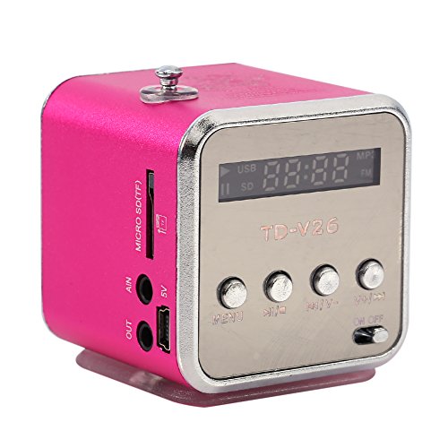 Zerone Digitaler Lautsprecher, Mini-Player, FM-Radio, Stereo, MP3-Player, MP4-Player, TF-Karte, USB, Disk, FM (Rosa) von Zerone