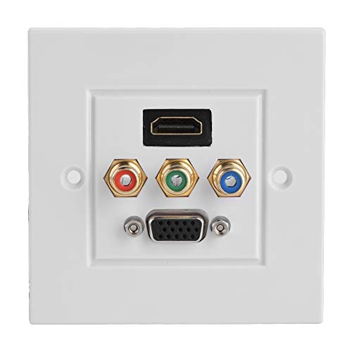 Zerone HDMI Wandsteckdose 86x86 USB + VGA + 3RCA Drei-in-One Audio Video Sockel Panel Komponentenwand Frontplatte für Projektor und Heimkino von Zerone