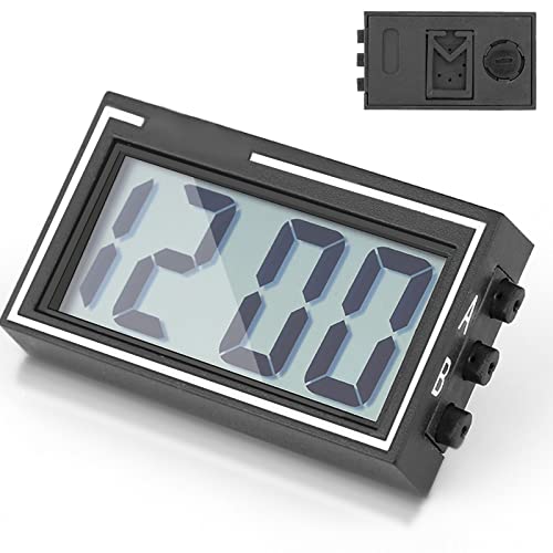 Zerone Kleine Digitale Auto-Armaturenbrett-Uhr für Autos, LCD-Bildschirm, Zeit- und Datumsanzeige, zum Aufkleben, Digitale Uhr mit Halterung von Zerone