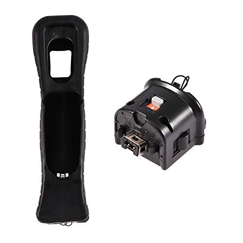 Zerone Motion Plus Adapter mit Silikonhülle für Wii Remote Controller Externer Remote Motion Plus Sensor Zubehör für Wii Wii U Fernbedienung （Schwarz） von Zerone
