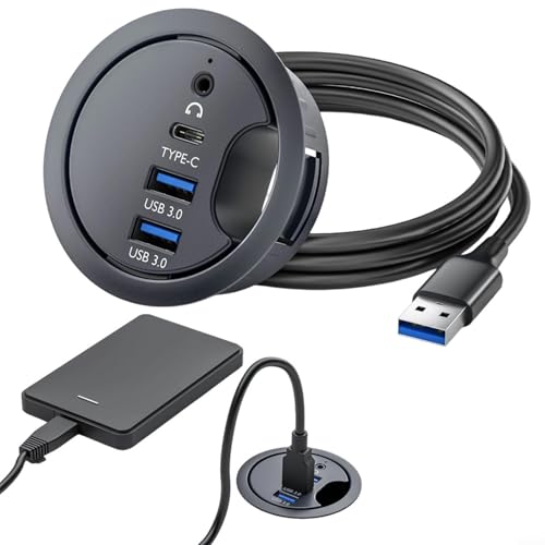 Zeroupshop Computer-Schreibtisch-Hub mit USB-3.0-Anschlüssen, Audio-Schnittstelle, Kabel-Organizer, Kopfhörer-Mikrofon-Anschluss für Desktop-Laptop, Workstation Zeroupshop Computer-Schreibtisch-Hub mit USB-3.0-Anschlüssen, Audio-Schnittstelle, Kabel-Organizer, Kopfhörer-Mikrofon-Anschluss für Desktop-Laptop, Workstation von Zeroupshop