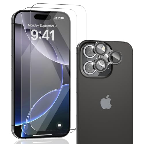 Zerrshoo Schutzfolie für iPhone 16 Pro Max, Panzer Schutz Glas 2 Stück und Schwarz Objektiv folie 1 Satz, Panzerfolie für iPhone 16 Pro Max Schutzfolie, HD Kratzfest Displayschutz Zerrshoo Schutzfolie für iPhone 16 Pro Max, Panzer Schutz Glas 2 Stück und Schwarz Objektiv folie 1 Satz, Panzerfolie für iPhone 16 Pro Max Schutzfolie, HD Kratzfest Displayschutz von Zerrshoo