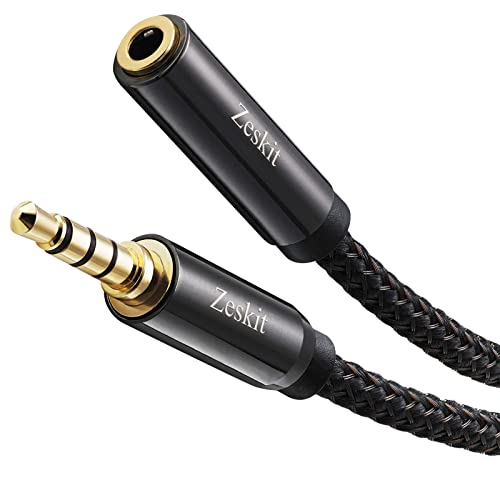 Zeskit Premium 3,5-mm-Klinkenstecker auf Buchse, AUX-Audio-Verlängerungskabel, TRRS 4-polig, für Kopfhörer mit Mikrofon, Lautsprecher (3,5 m) von Zeskit