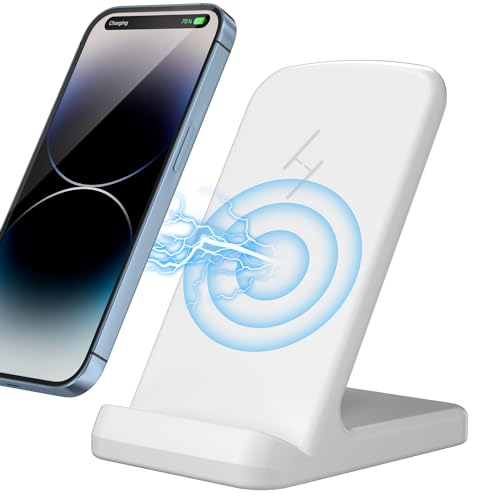 Wireless Charger, Zestiq 15W Induktive Ladestation Handy Ständer, Schnelles Kabelloses Ladegerät für iPhone 15/14/13/12/11/XR/X/8, Samsung Galaxy S23/S22/S21, und Qi zertifizierte Geräte-Weiß von Zestiq