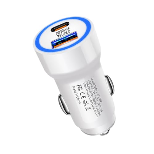 Auto -Ladegerät - Quick Ladegerät, Zigarette leichteres Gerät | PD 30W 2-Port-Mobiltelefon Auto-Ladestecker, USB + Typ-C 60W schneller Ladewagen-Adapter für Fahrrekorder Smartphones Cameras Tablets Na von Zestivra