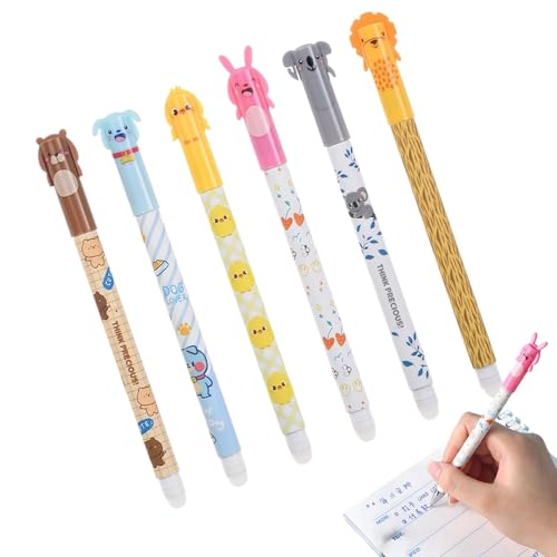 Radierbare Gelstifte - 0,5 mm Fine Point Erasable Penns, Cute Ganouard Bleistift, 6 Stück Heißlöschbare Füllfederhalter 0,5 mm für Studenten, Cartoon-Kugelschreiber Radierbare Gelstifte - 0,5 mm Fine Point Erasable Penns, Cute Ganouard Bleistift, 6 Stück Heißlöschbare Füllfederhalter 0,5 mm für Studenten, Cartoon-Kugelschreiber von Zestivra