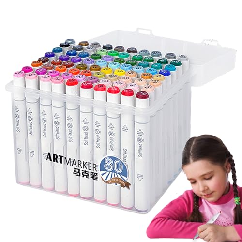Zestivra Filzstifte für Erwachsene, 80 Farben für Malbücher, schnelltrocknend, mit leuchtenden Farbtönen, für Scrapbooking, kreatives Tagebuch, Kunstunterricht, Schule und Zuhause von Zestivra