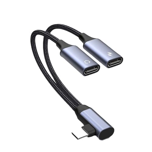 Zestivra -Splitter – Doppelter Typ-C-Buchsenadapter, 2-in-1-Lade-Audioadapter | Kompatibel mit Smartphones, Kopfhörer-Splitter, Lade- und Musik-Audioadapter für den mobilen Einsatz von Zestivra