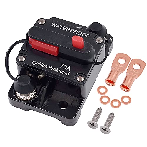Zesugo 70 Ampere Leitungsschutzschalter mit manuellem Reset für Auto-Audio/Wohnmobil-Solar/Bootsschleppmotor/LKW-Wechselrichter/Marine-Verstärker, wasserdichte Aufputz-Sicherungen, DC 12 V- 48 V Zesugo 70 Ampere Leitungsschutzschalter mit manuellem Reset für Auto-Audio/Wohnmobil-Solar/Bootsschleppmotor/LKW-Wechselrichter/Marine-Verstärker, wasserdichte Aufputz-Sicherungen, DC 12 V- 48 V von Zesugo