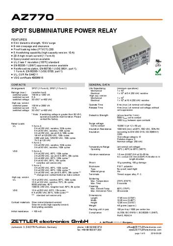 Zettler Electronics AZ770-1C-12DE Printrelais 12 V/DC 5 1 Wechsler von Zettler Electronics