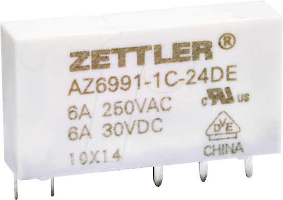 AZ6991-1C-5DE - Leistungs-Relais, 5 V DC, 8 A, 1 CO von Zettler