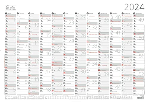 Plakatkalender 12 Monate 2024 - 42x29,7 cm - gerollt - mit Arbeitstage- und Wochenzählung - Posterkalender - Jahresplaner - 939-6111 von Zettler