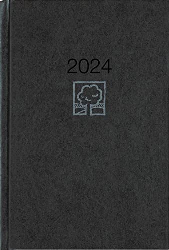 Wochenbuch anthrazit 2024 - Bürokalender 14,6x21 cm - 1 Woche auf 2 Seiten - 128 Seiten - mit Eckperforation - Notizbuch - Blauer Engel - 766-0721 von Zettler
