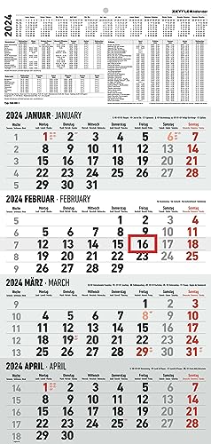 ZETTLER 4 Monatskalender 2024, im Format 30 x 48,8 cm (geöffnet), Monatsplaner mit Datumschieber, Bürokalender von Zettler