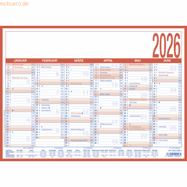 Zettler Arbeitstagekalender 908 kaschiert A4 29,7x21cm 2026 Zettler Arbeitstagekalender 908 kaschiert A4 29,7x21cm 2026 von Zettler