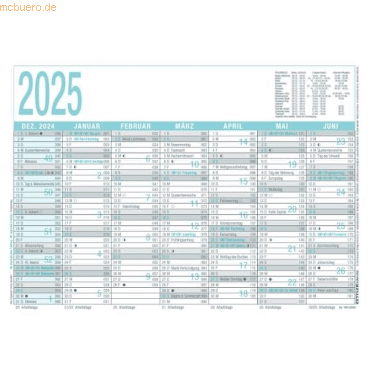 Zettler Arbeitstagekalender 909 A4 29,7x21cm grau/türkis 2025 von Zettler