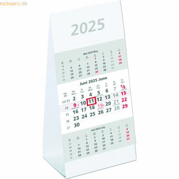 Zettler Dreimonats-Aufstellkalender 980 10,5x21cm 2025 von Zettler