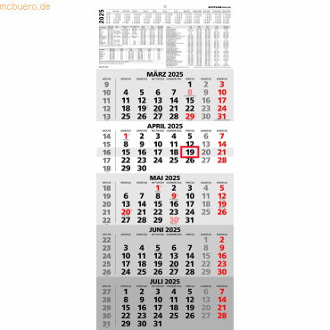 Zettler Fünfmonatskalender 971 30x71,8cm 2025 von Zettler