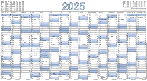 Zettler - Plakatkalender 2025, 140x77cm, Plakatkalender mit 15 Monaten auf 1 Seite, 5 Stk. gerollt, Arbeitstage- und Wochenzählung, Mondphasen, Feiertage, Ferientermine und deutsches Kalendarium Zettler - Plakatkalender 2025, 140x77cm, Plakatkalender mit 15 Monaten auf 1 Seite, 5 Stk. gerollt, Arbeitstage- und Wochenzählung, Mondphasen, Feiertage, Ferientermine und deutsches Kalendarium von Zettler
