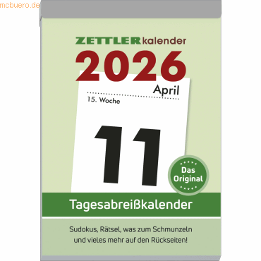 Zettler Tagesabreißkalender 313 XXL 9,9x14,3cm 2026 von Zettler