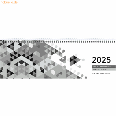 Zettler Tischquerkalender 116 29,6x9,9cm 1 Woche/2 Seiten schwarz 2025 von Zettler