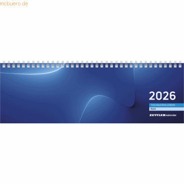 Zettler Tischquerkalender 176 32x10,5cm 1 Woche/2 Seiten blau 2026 von Zettler