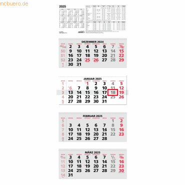 Zettler Viermonatskalender 964 33x85cm 2025 von Zettler