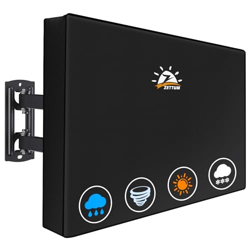 Zettum TV Abdeckung für 60-65 Zoll TV, Fernseher Bildschirmschutz Abdeckung Außenbereich 600D Oxford PU Beschichtung Heavy Duty & Wasserdicht Displayschutz für Fernseher (Schwarz) von Zettum