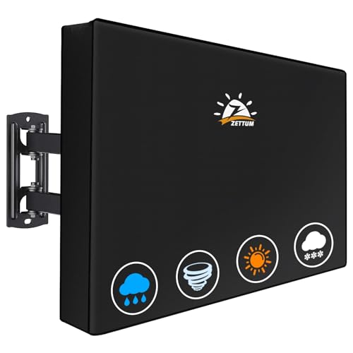 Zettum TV Abdeckung für 70-75 Zoll TV, Fernseher Bildschirmschutz Abdeckung Außenbereich 600D Oxford PU Beschichtung Heavy Duty & Wasserdicht Displayschutz für Fernseher (Schwarz) von Zettum