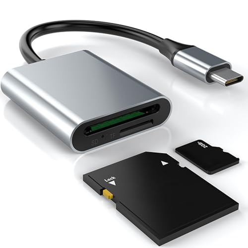 Aluminium USB C SD 4.0 Kartenleser: 2-in-1 SD Kartenleser USB C Card Reader, Speed 312Mb/s, Unterstützt SD/MicroSD/TF/SDHC/SDXC/MMC/UHS-II und UHS-I Karten von Zevmi