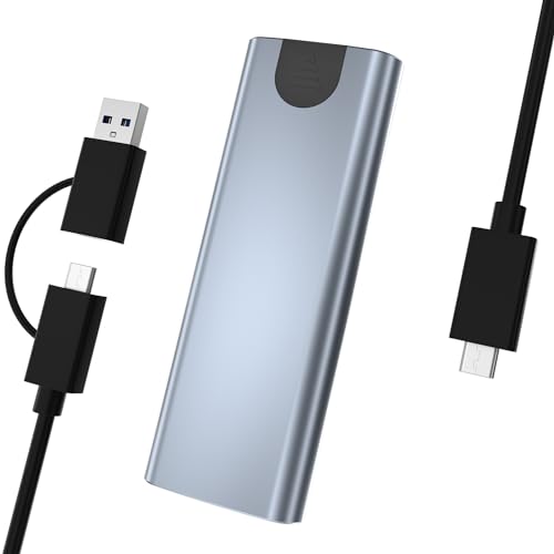 M.2 NVMe Gehäuse SSD USB: Adapter USB 3.2 Gen 2 - 10Gbps Festplattengehäuse, NVMe PCIe External Case, Enclosure mit 2 in 1 USB A+C zu C Kabel für 2230/2242/2260/2280 M.2 NVMe/SATA von M-Key/M+B Key von Zevmi