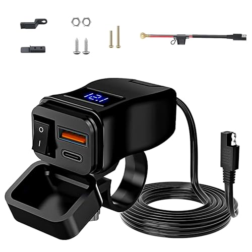 Motorrad USB Steckdose Wasserdicht: 12 V/24 V Motorrad USB Ladegerät QC3.0 18 W+30 W Dual USB Steckdose mit EIN/Aus-Schalter für Motorrad Telefon Tablet von Zevmi