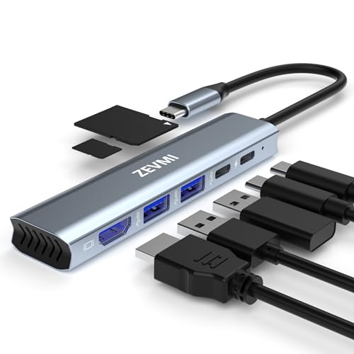 USB C 3.0 Multiport Adapter: 7 Ports USB Hub - USB C Docking Station, USB Splitter, Splitter with 2 USB, 4K HDMI, SD & TF Card Reader, 100W PD, USB Type C for MacBook Air/Pro, Galaxy, iPad, Surface von Zevmi