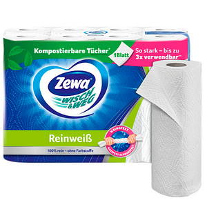 Zewa Küchenrollen WISCH&WEG Reinweiss 2-lagig, 8 Rollen von Zewa