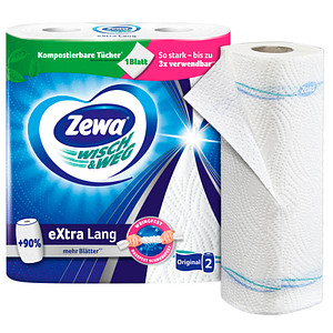 Zewa Küchenrollen WISCH&WEG eXtra Lang Original 2-lagig, 2 Rollen von Zewa