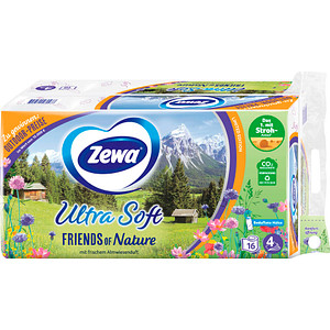 Zewa Toilettenpapier Ultra Soft "FRIENDS OF Nature" 4-lagig, 16 Rollen von Zewa