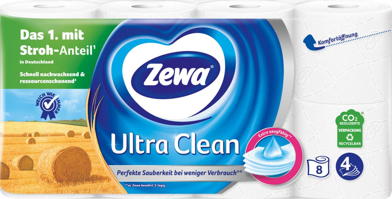 Zewa Toilettenpapier Zewa ToiPa UltraClean Stroh 8R 4-lagig von Zewa