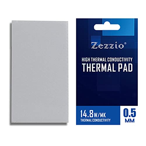 Zezzio 14,8 W/mK Silikon-Thermopad für Kühlkörper GPU CPU RAM SSD LED Kühler IC Chipsatz Kühlung (85 x 45 x 0,5 mm) von Zezzio