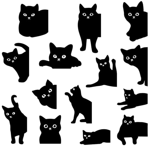 Zfseyuh 14 Stück Magnetische Lesezeichen,Cute Schwarze Lesezeichen Katze,Geschenke für Katzenliebhaber,Geschenk für Schüler,Lehrer,Leser von Zfseyuh