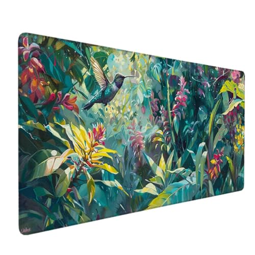 Gaming Mauspad - 60x30cm - Mouse Pad mit Vernähte Kanten - Rutschfester Mousepad mit Einer speziellen Oberfläche verbessert Geschwindigkeit und Präzision - (GrüN Blume) - Ergonomisches Groß XXL I-08 von Zgcoyeo
